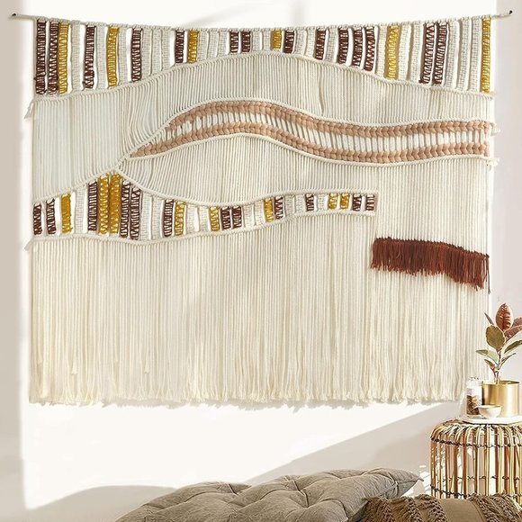 Anthropologie Large Handmade Colorful Woven Macrame Wall Hanging - Picture 4 of 9